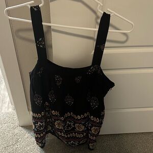 Elegant Black Floral Tank Top